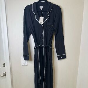 Chic Black Women's Robe with White Trim